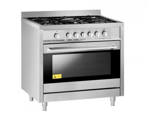 Gas range with 5 burners and electric oven, 900 x 600 x 900 mm