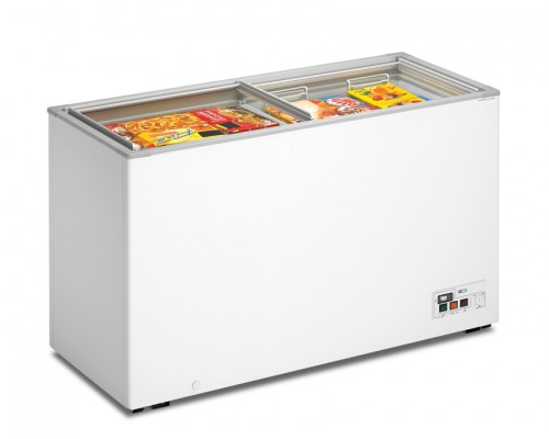 Chest freezer with glass sliding lid, 1410x600x820mm, 380 l