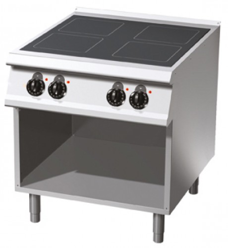 Induction range with 4 zones and open stand 