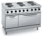 Electric stove with 6 hot-plates and electric oven 1200x730x860-900 mm, 