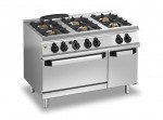 6-flames gas range with electric oven and heating cabinet