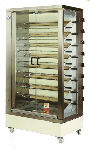 Gas chicken grill with 15 spikes in 2 rows, 1098x660x2020 mm