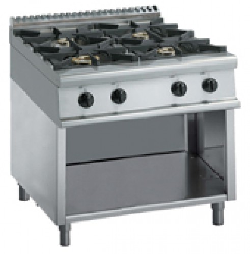 Gas stove with 4 burners on open stand, 800x900x840-900mm