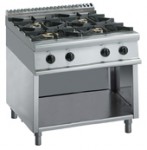 Gas stove with 4 burners on open stand, 800x900x840-900mm