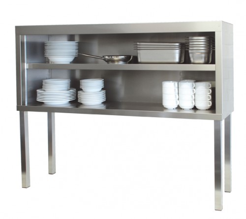 Table top cupboard made of chrome steel, 1400x400x1150mm