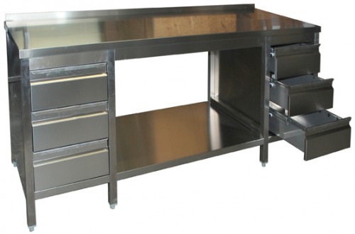 Work table, 1300x600x850mm, made of stainless steel 1.4301