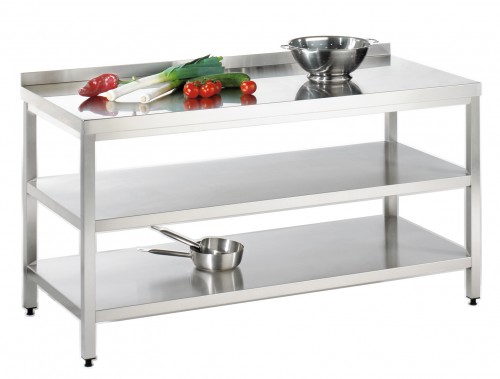 Work table, 1200x600x850mm, made of stainless steel 1.4301