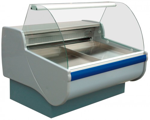 Refrigerated counter for fish with curved glass, 0,547 kw