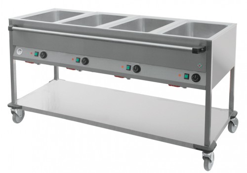 Bainmarie trolley, 4 tanks for 1/1 GN, 1650x700x900 mm