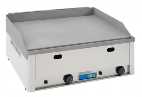 Fry top gas with smooth stainless steel surface