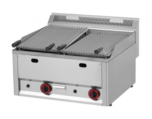 Grill à pierre de lave, au gaz, 660 x 600 x 290 mm, en acier inoxydable, 8 kW