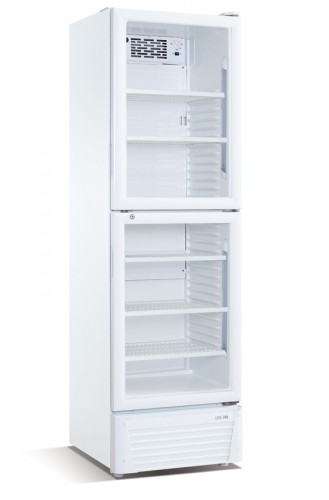 Cooler with splitted glass door, white color