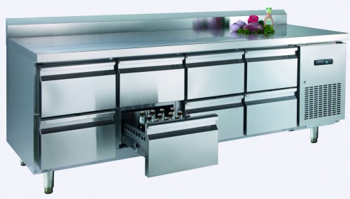 Counter, 2245x700x970mm, with upstand 100 mm, static cooling