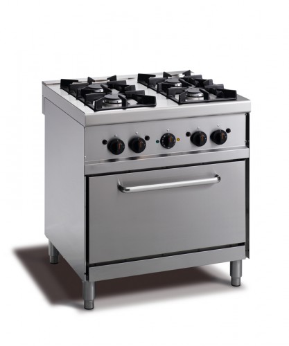 Range gas with 4 burners and electric convection oven