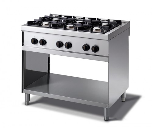 Range gas with 6 burners and open stand