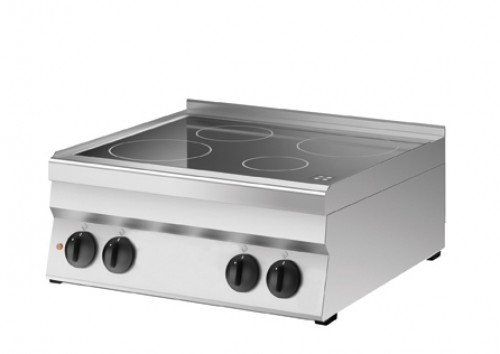 Electric range with ceramic glass