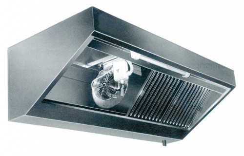 Wall mounted hood with motor, 1600x700x450 mm with control unit