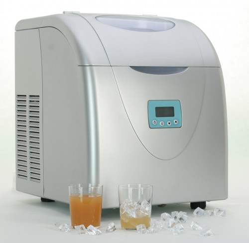 Ice maker with display and viewing window