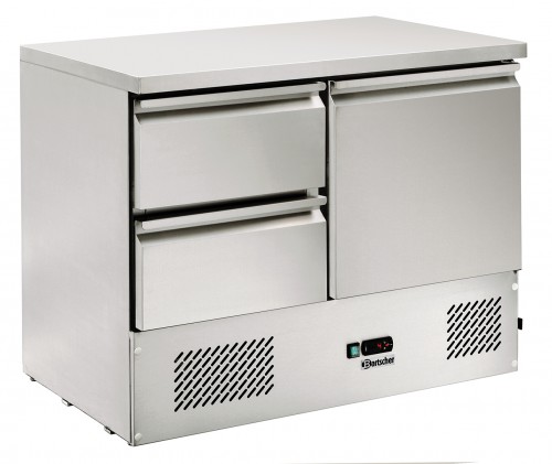 Refrigerated counter ventilated with 2 drawers and 1 door