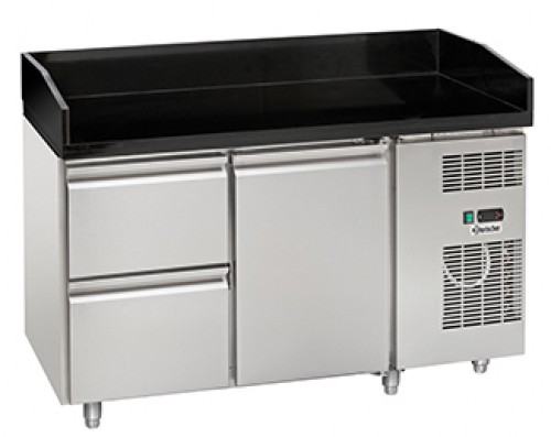 Refrigerated counter ventilated ,W1400, 1 Door, 2 Drawers