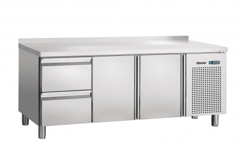 Refrigerated counter ventilated, 2 doors, 2 drawers, splashback