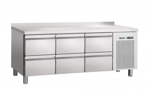 Refrigerated counter ventilated, 6 drawers, splashback