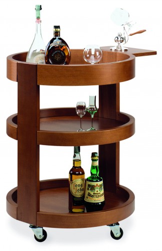 Lyqueur trolleys - walnut finish - 3 shelves