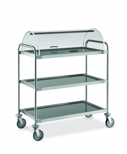 Stainless steel trolleys - 3 shelves - Acrylic dome - cm 108x59x112