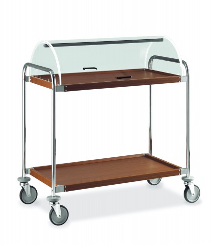 Chrome-plated steel trolleys - 2 shelves with dome - cm 108x59x112