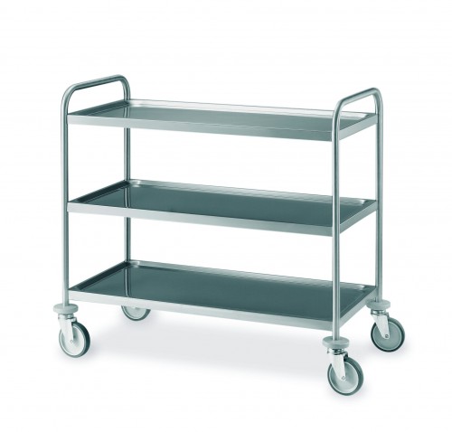 Stainless steel trolleys - 3 Pressed shelves - cm 109x59x95