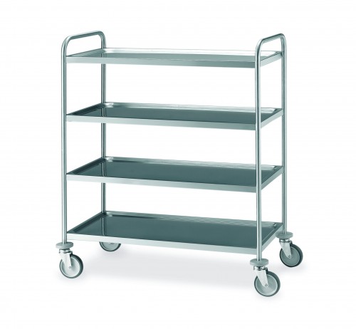 Stainless steel trolleys - 4 Pressed shelves - cm 109x59x126