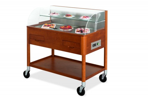 Refrigerated sweet and cheese trolleys - Cherry wood colour