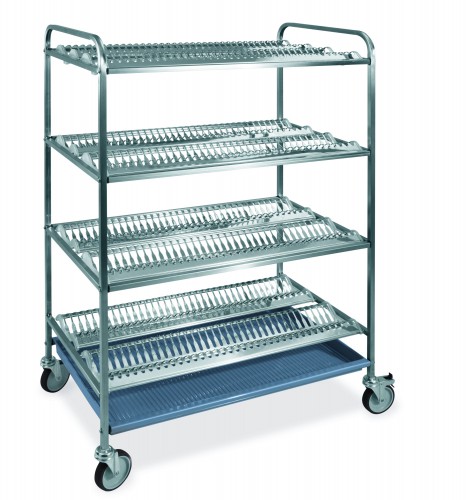 Crockery and glassware draining trolleys - 4 Crockery racks