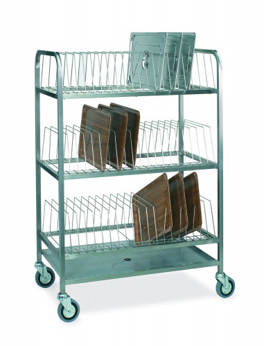 Tray/lid draining trolleys