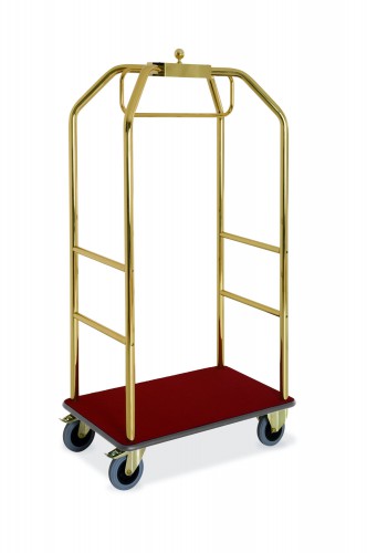 Brass-plated birdcage luggage carts - Carpet deck claret colour cm 99x59x189