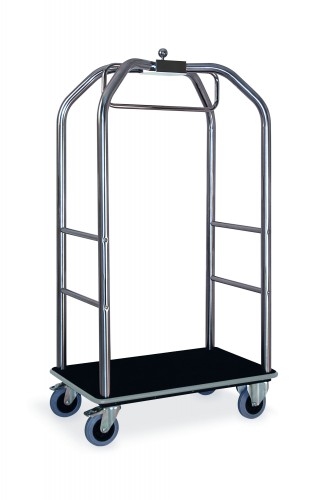 Polished stainless steel birdcage luggage carts - Carpet deck black colour cm 99x59x189