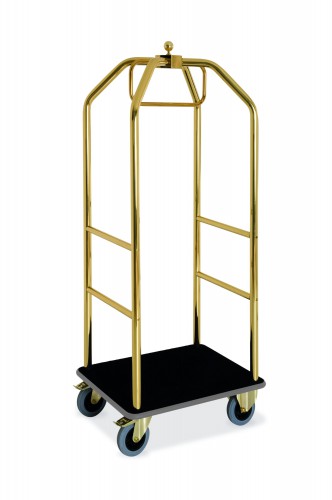 Brass-plated birdcage luggage carts - Carpet deck black colour cm 79x59x189