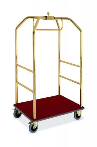 Brass-plated birdcage luggage carts - Carpet deck claret colour cm 108x76x189