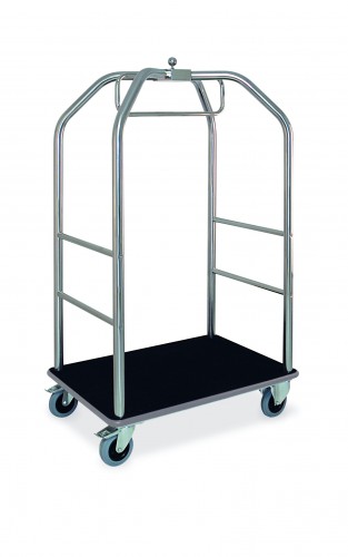 Polished stainless steel birdcage luggage carts - Carpet deck black colour cm 108x76x189