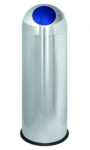 Stainless steel bin 45 L, with blue hatch - cm  Ø; 30x88