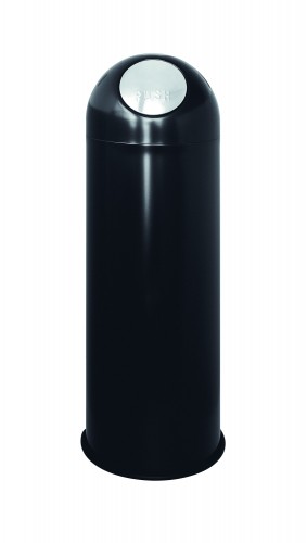 Black lacquer metal bin 45 L, with stainless steel hatch - diam. 30x88 cm