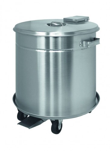 Stainless  steel waste bins - 50 L - Pedal operated lid - diam. 40x50 cm