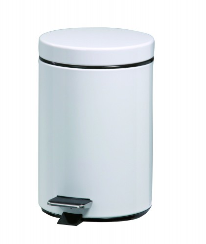 Waste bin in white epoxy powder coated steel - 3 L - Pedal operated opening