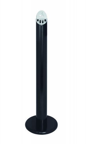 Self-extinguishing column ashtray, semi-gloss black lacquer metal - Ø; 30x110 cm