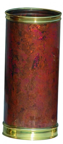 Burnt copper umbrella stand with brass edges - cm Ø; 23x48