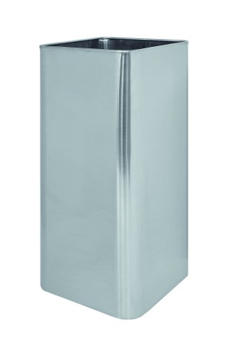 Square umbrella stand, satin finished stainless steel - 24x24x49 cm