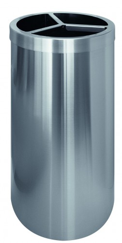 Stainless steel recycling bin, 3 removable inner liners, 16 L (each) - cm Ø; 35x62