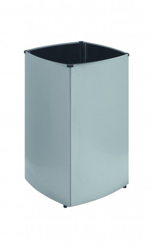 Rounded square waste paper bin in satin finished stainless steel - cm 25x25x38