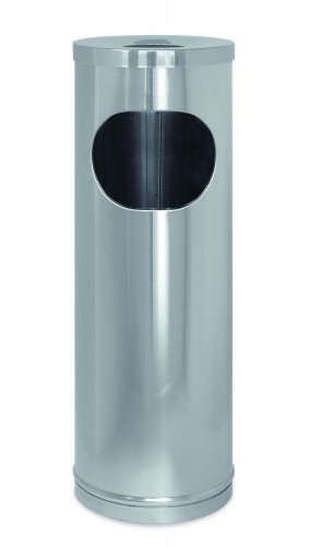 Litter bin with ashtray top, stainless steel - diam. 20x58 cm