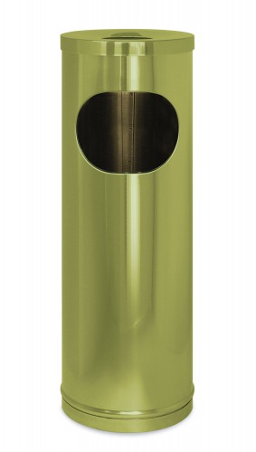 Litter bin with ashtray top, brass finish - diam. 20x58 cm